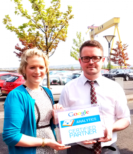 Joanne and Michael with the Google Analytics Certified Partner badge