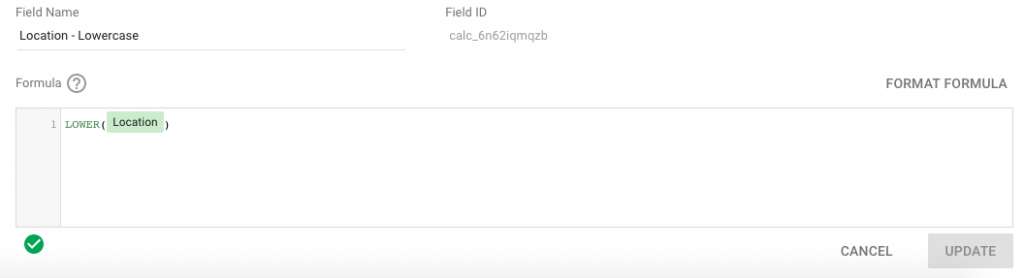 Google Data Studio - Forcing Text to Lowercase