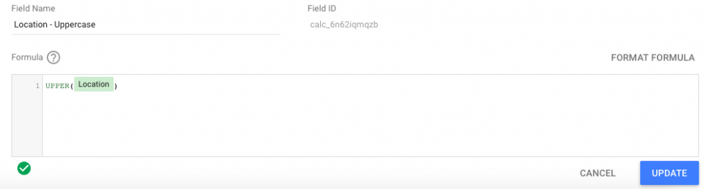 Google Data Studio - Forcing Text to Uppercase