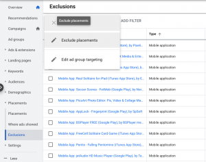 Excluding Google Display App Placements
