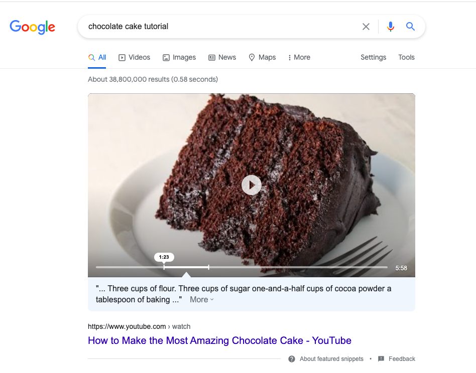 YouTube Featured Snippet