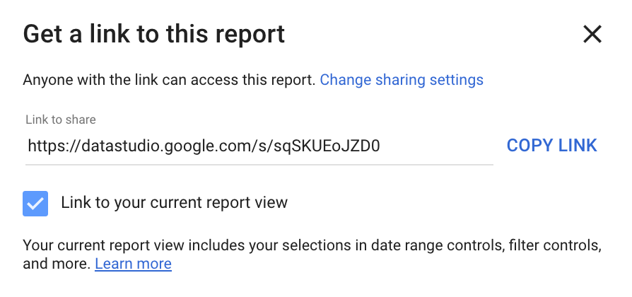 Option to Generate a Link to a Report in Google Data Studio