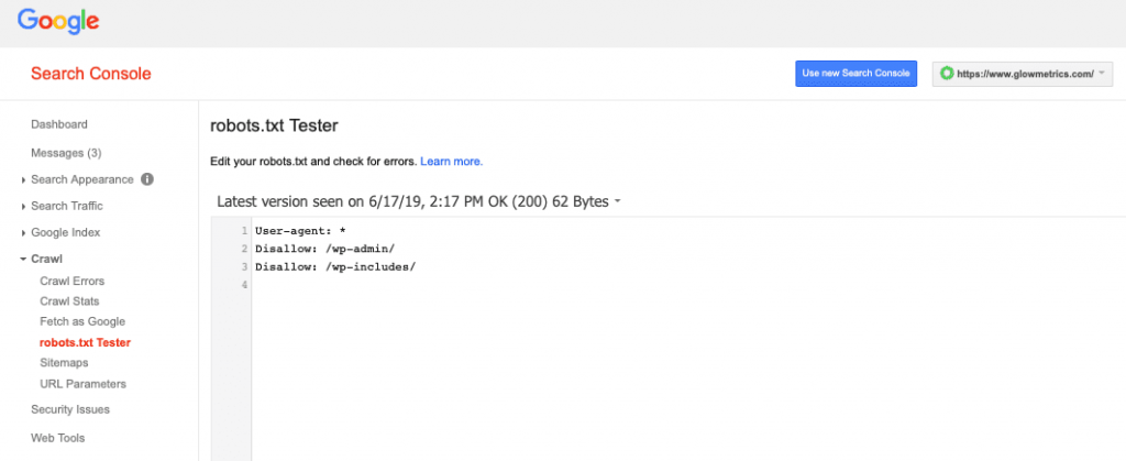 Test robots.txt with Search Console