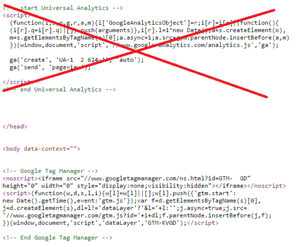 Google Analytics and Google Tag Manager code at the same time.